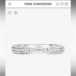 White Gold Triple Row Diamond Claw Ring 6.5